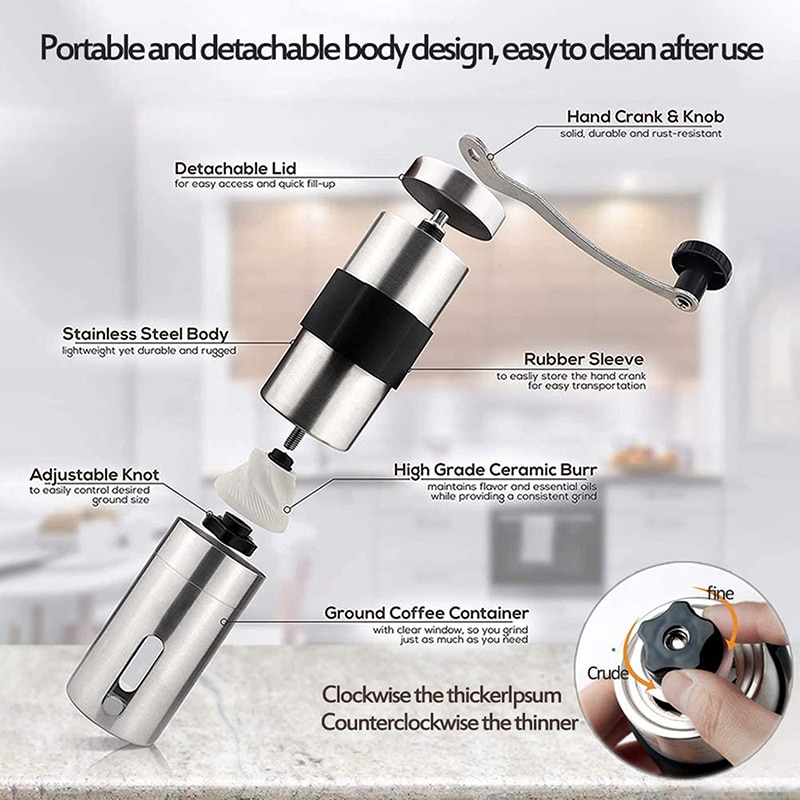 Portable Coffee Grinder Steel Beans Mill