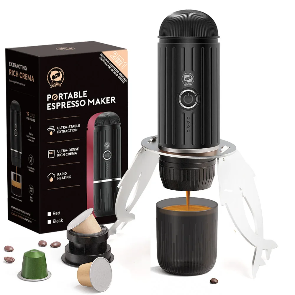 Portable Coffee Maker Electric Espresso Machine Compatible with Capsule & Ground Coffee Travel Coffee Maker for Hiking Portable Coffee Maker Electric Espresso Machine Compatible with Capsule & Ground Coffee Travel Coffee Maker for Hiking