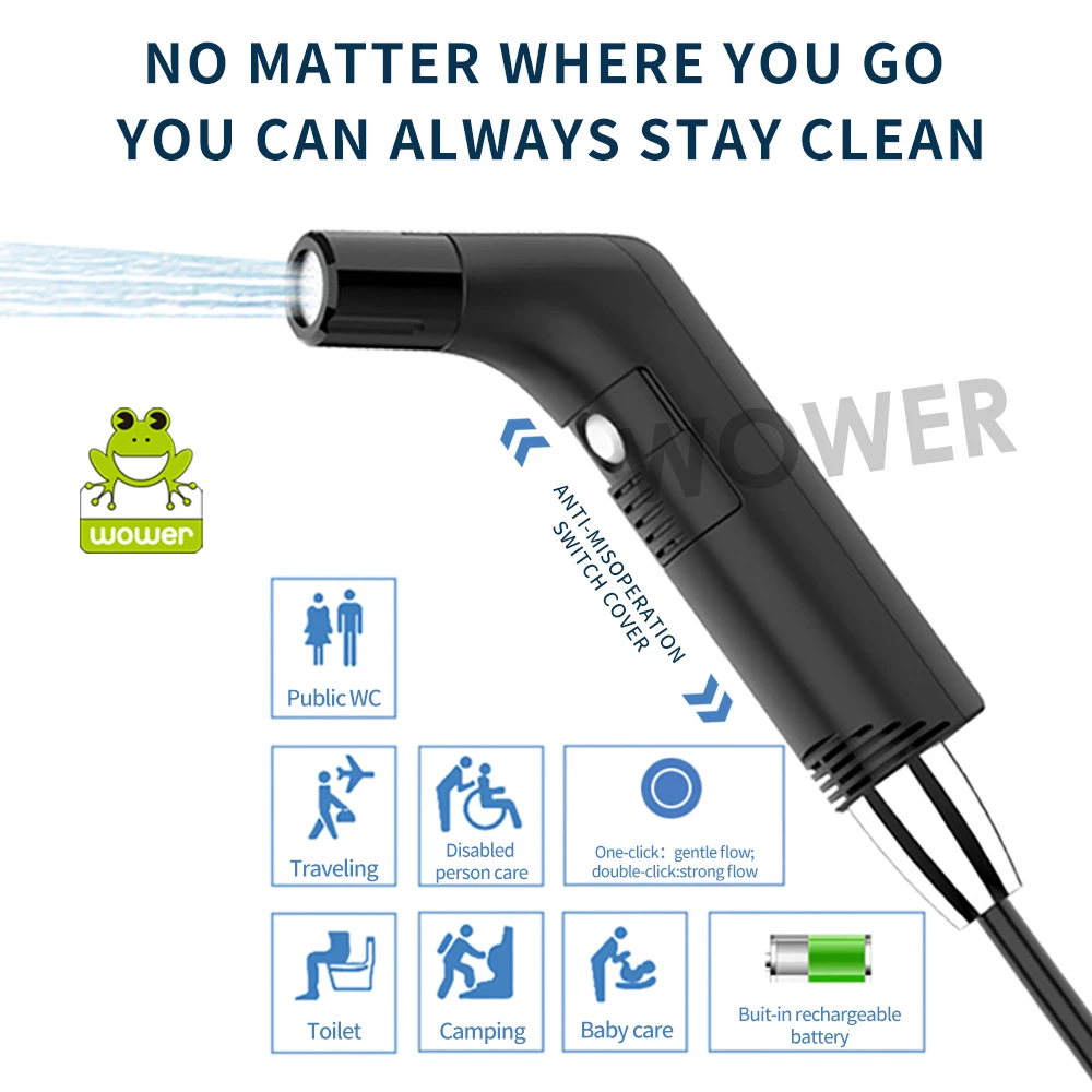 Portable Electric Bidet for Personal Hygiene Cleaning 2.3L Shattaf Rechargeable Travel Camping Bidet Shower Sprayer