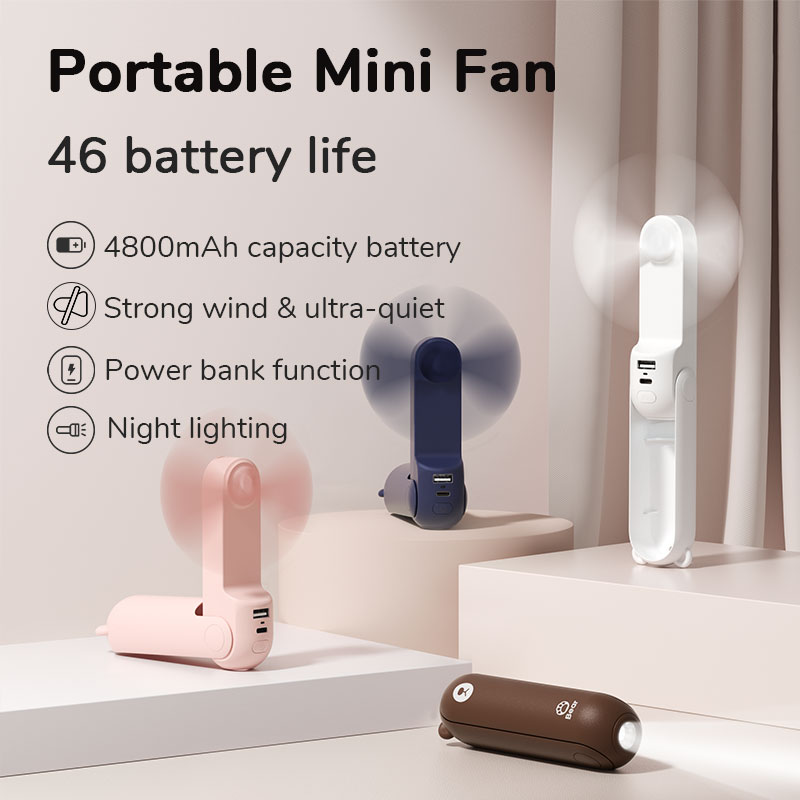 Portable Fan Mini Handheld Fan USB 4800mAh Recharge Hand Held Small Pocket Fan with Power Bank Flashlight Feature Portable Fan Mini Handheld Fan USB 4800mAh Recharge Hand Held Small Pocket Fan with Power Bank Flashlight Feature