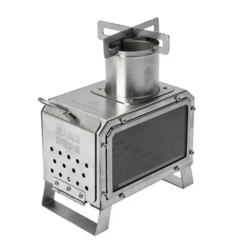 Portable Firewood Square Stove Stainless Steel Outdoor Fire Heater Stove Picnic Hiking Camping Wood Burner Stove