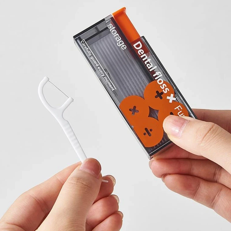 Portable Floss Dispenser Includes 10Pcs Floss Automatic Ejectable Floss Organiser Oral Care Press-on Disposable
