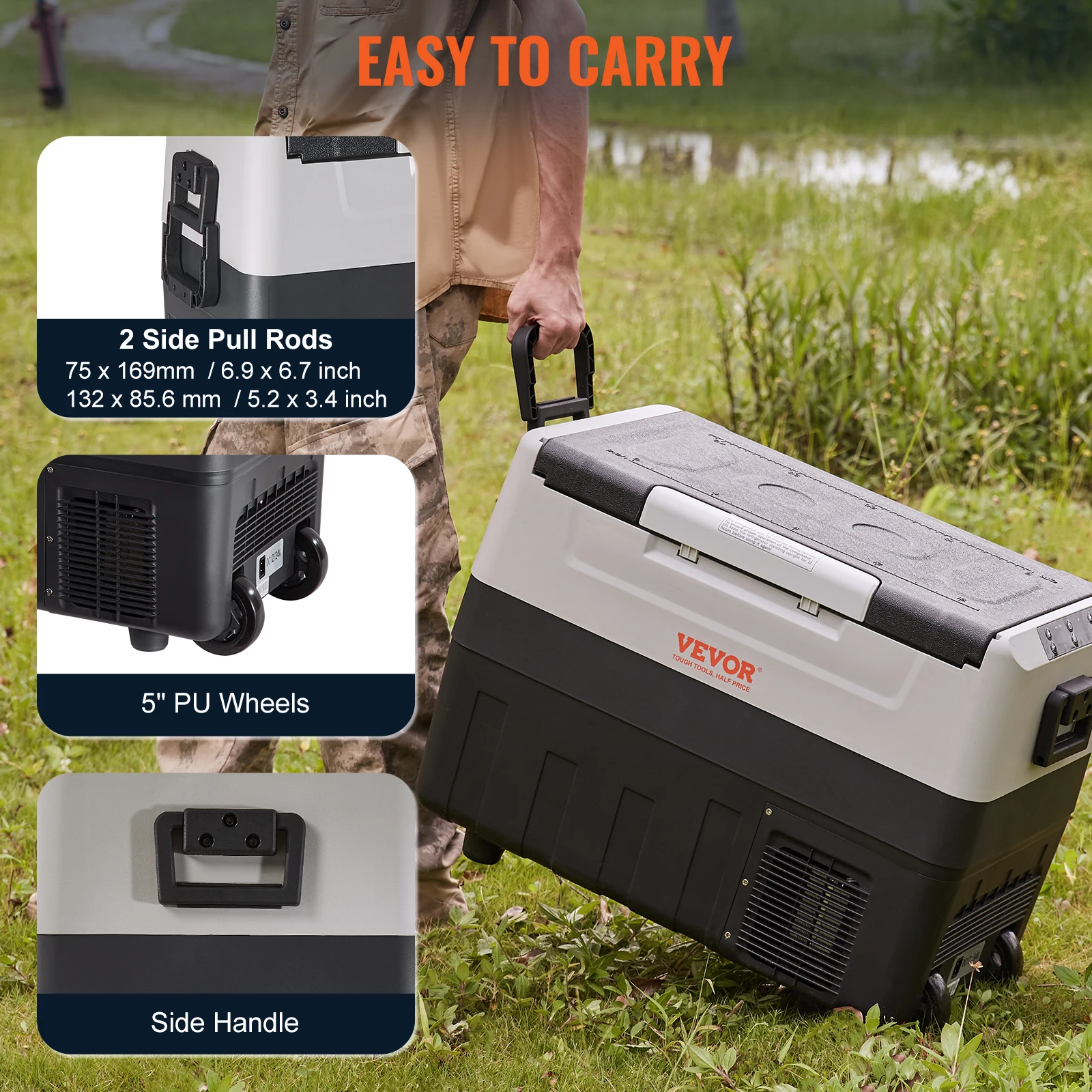 Portable Foldable Handle Car Refrigerator 35L or 45L or 55L with Wheel Compressor Freezer for Camping Picnics Car Home