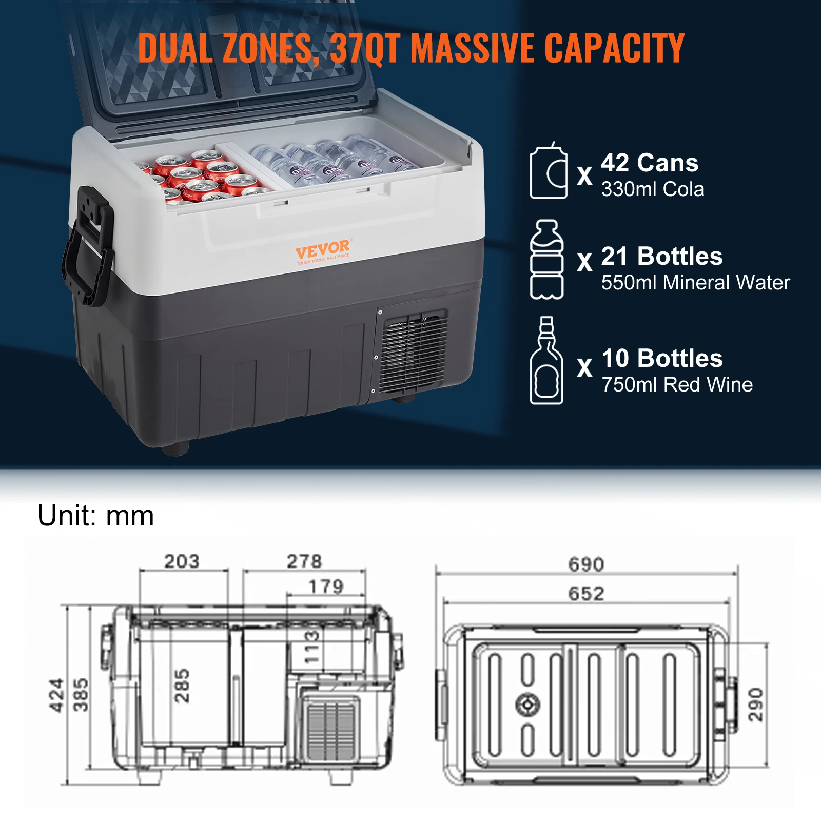 Portable Foldable Handle Car Refrigerator 35L or 45L or 55L with Wheel Compressor Freezer for Camping Picnics Car Home