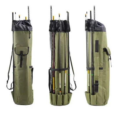 Portable Folded Fishing Rod Bag Multifunction Fishing Tackle Tools Storage Pack Cylinder Outdoor Fishing Gear Shoulder