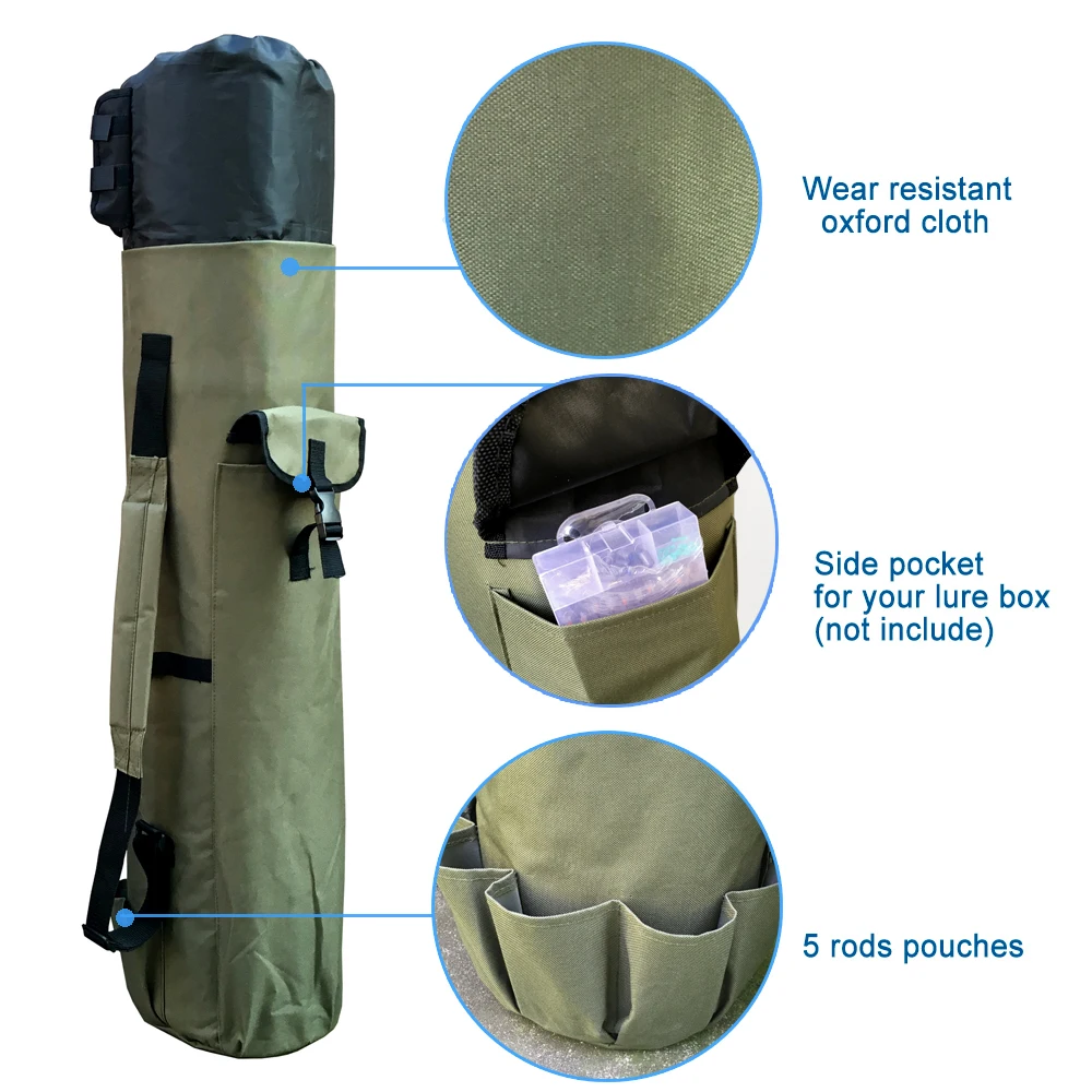 Portable Folded Fishing Rod Bag Multifunction Fishing Tackle Tools Storage Pack Cylinder Outdoor Fishing Gear Shoulder