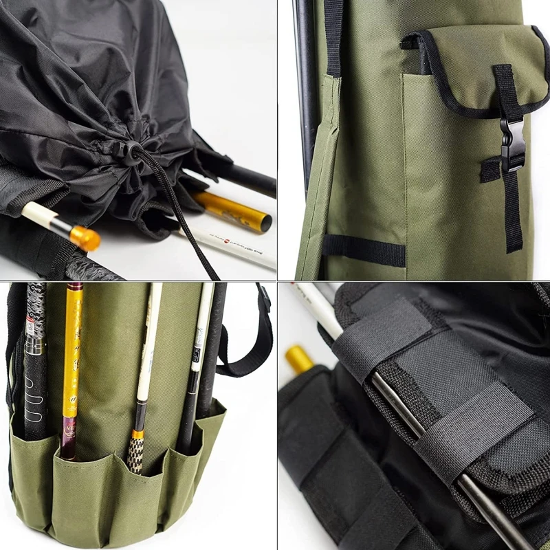 Portable Folded Fishing Rod Bag Multifunction Fishing Tackle Tools Storage Pack Cylinder Outdoor Fishing Gear Shoulder