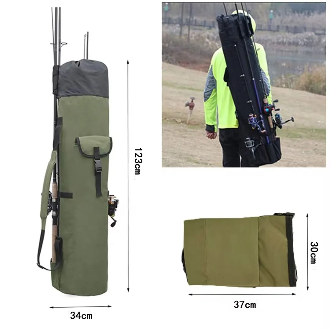 Portable Folded Fishing Rod Bag Multifunction Fishing Tackle Tools Storage Pack Cylinder Outdoor Fishing Gear Shoulder