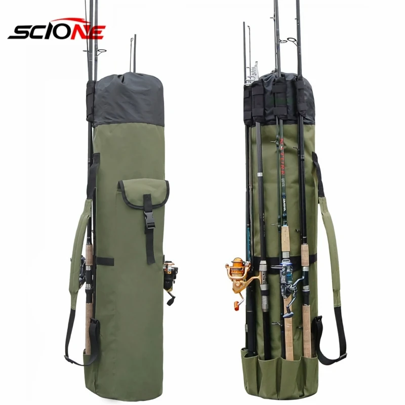 Portable Folded Fishing Rod Bag Multifunction Fishing Tackle Tools Storage Pack Cylinder Outdoor Fishing Gear Shoulder