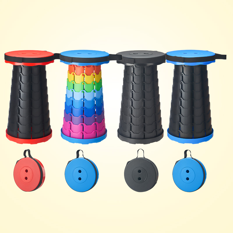Portable Folding Telescopic Stool Lightweight Plastic Subway Queuing Chair and Outdoor Camping Fishing with Carry Bag