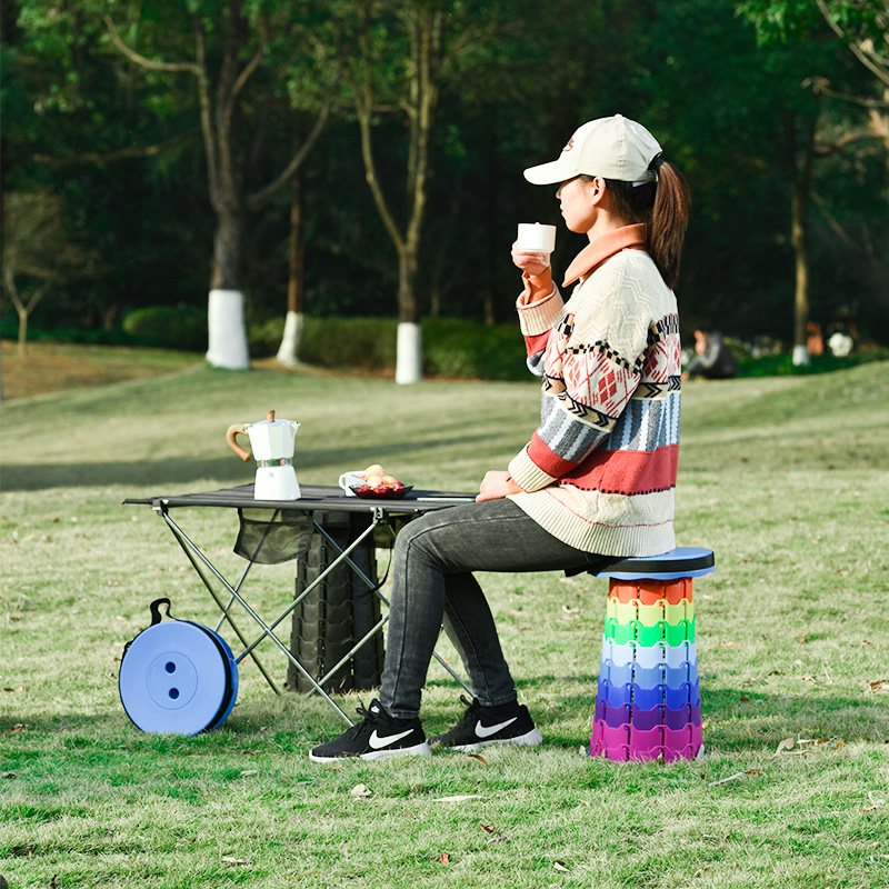 Portable Folding Telescopic Stool Lightweight Plastic Subway Queuing Chair and Outdoor Camping Fishing with Carry Bag