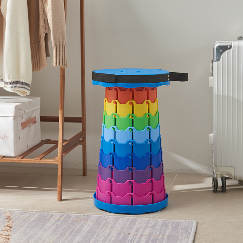 Portable Folding Telescopic Stool Lightweight Plastic Subway Queuing Chair and Outdoor Camping Fishing with Carry Bag