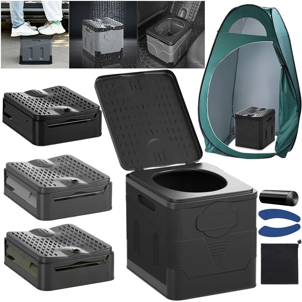 Portable Folding Toilet for Camping Travel Folding Car Emergency Toilet with Cover Seat Toilet Reusable Toilet
