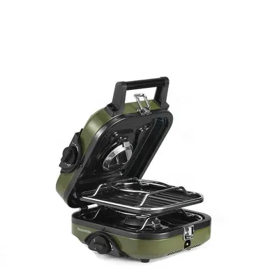 Portable Gas Camping Stove 2.5kg Ultralight Two-Burner Head 2300W Foldable Picnic BBQ Non-Stick Pan Stove Cookware