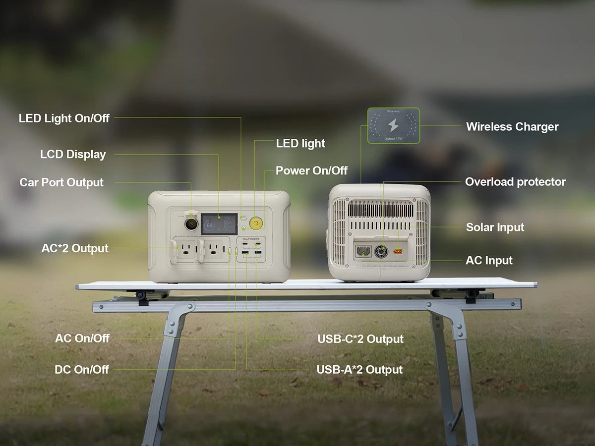 Portable Generator 299Wh 600W Power Station with AC Outlets LiFePO4 Battery Solar Charging for Home Tents Outdoor RV