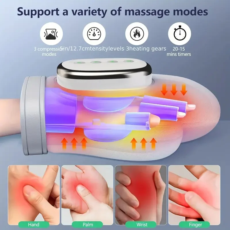 Portable Heated Hand Massager, USB-Powered Heat Compression Kneading Massage, Home Office Wrist Massage, Festival Gift Portable Heated Hand Massager, USB-Powered Heat Compression Kneading Massage, Home Office Wrist Massage, Festival Gift