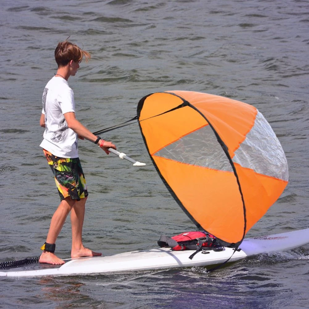 Portable Kayak Wind Sail Waterproof Nylon Cloth Sail Foldable Wind Sail With Carabiner For Kayak Canoe