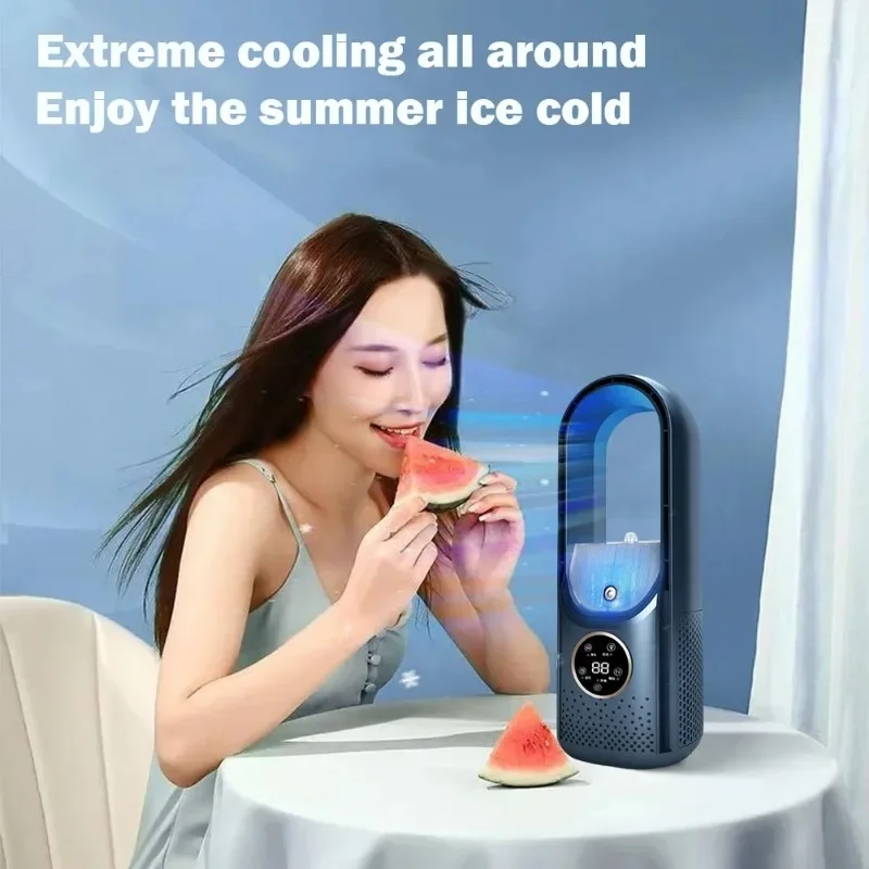 Portable Mini Air Conditioner USB Air Cooler Bladeless Electric Fan 6-Speed Silent Timed Air Conditioner Cooling Fan Portable Mini Air Conditioner USB Air Cooler Bladeless Electric Fan 6-Speed Silent Timed Air Conditioner Cooling Fan