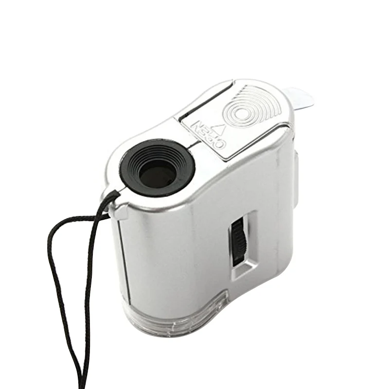 Portable Mini Pocket 60X Microscope Jeweler Loupe Lens Illuminated Jewelry Insect Magnifier Glass 3 LED With UV Light