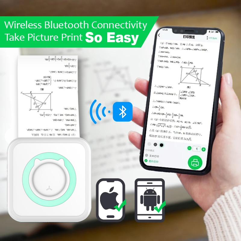 Portable Mini Thermal Printer Wirelessly BT 203dpi Photo Label Memo Wrong Question Printing With USB Cable Imprimante