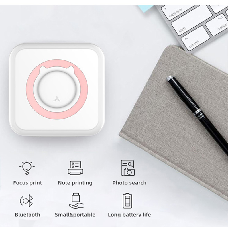 Portable Mini Thermal Printer Wirelessly BT 203dpi Photo Label Memo Wrong Question Printing With USB Cable Imprimante