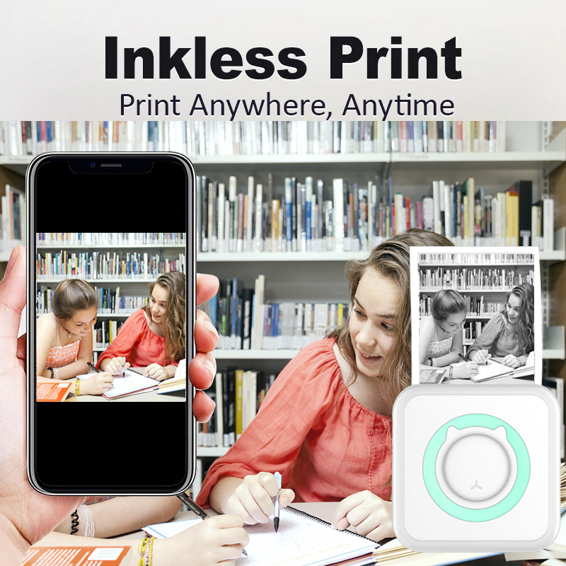 Portable Mini Thermal Printer Wirelessly BT 203dpi Photo Label Memo Wrong Question Printing With USB Cable Imprimante