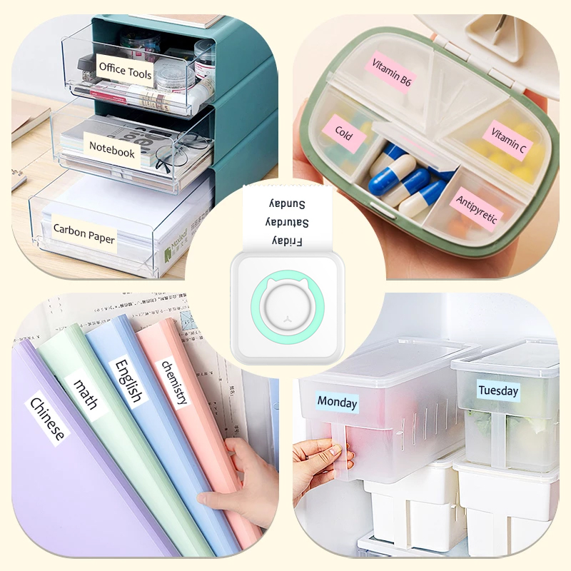 Portable Mini Thermal Printer Wirelessly BT 203dpi Photo Label Memo Wrong Question Printing With USB Cable Imprimante