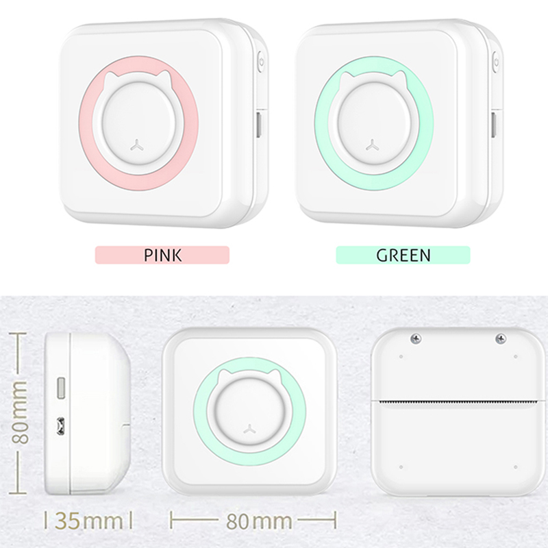 Portable Mini Thermal Printer Wirelessly BT 203dpi Photo Label Memo Wrong Question Printing With USB Cable Imprimante