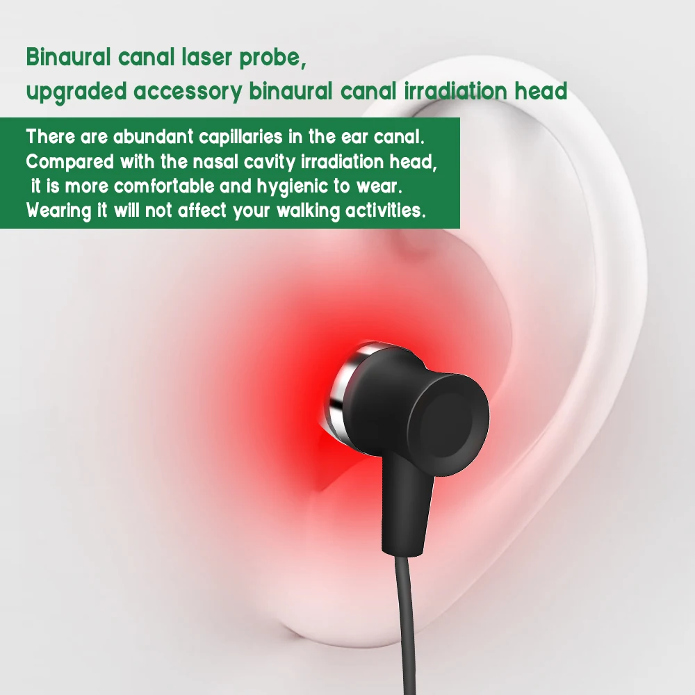 Portable Nasal and Ear Canal Laser Irradiator Rechargeable Neck-hanging 650nm Laser Ear Irradiator Reduce Tinnitus