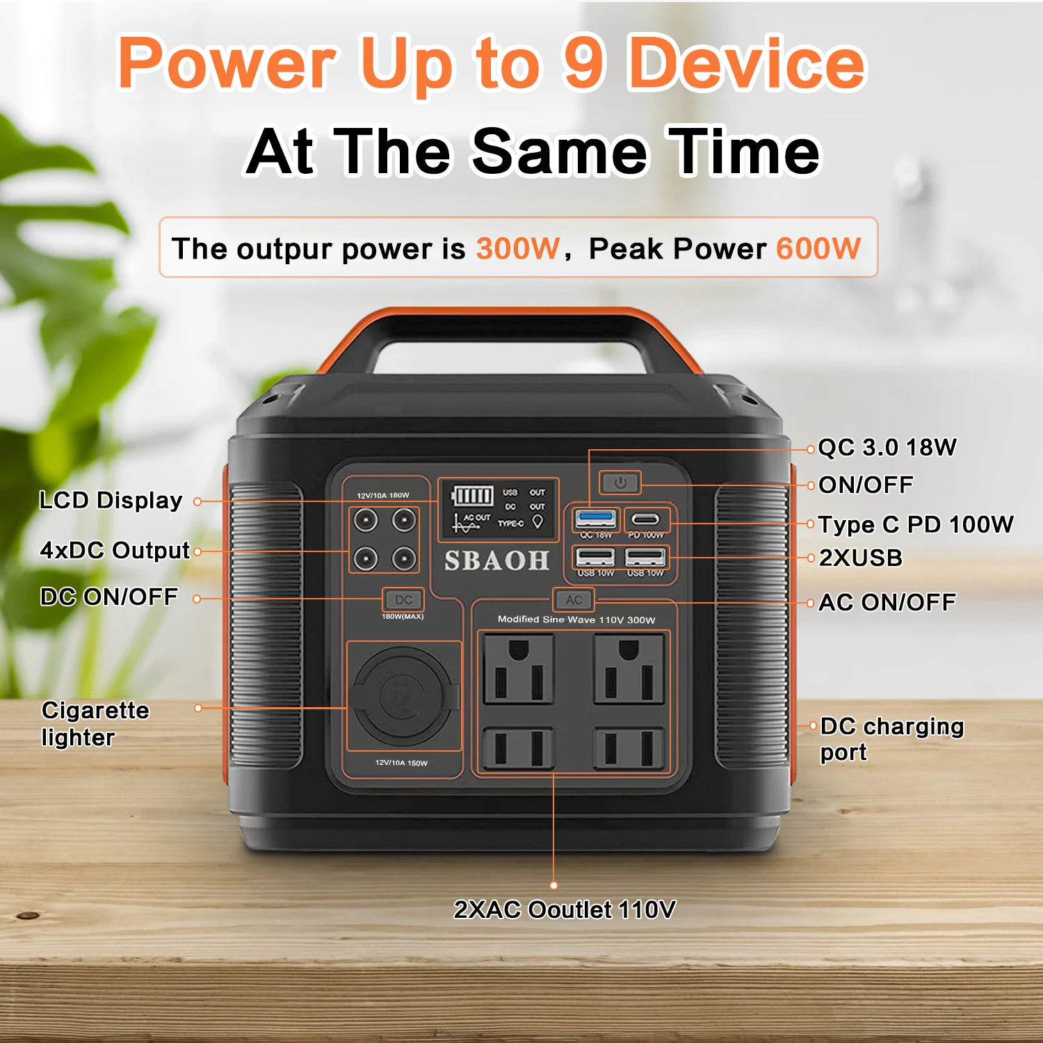 Portable Power Station, 300W 296Wh Solar Generator Quick Charge / 110V AC Outlets/DC Ports and LED Flashlight, Lithium Portable Power Station, 300W 296Wh Solar Generator Quick Charge / 110V AC Outlets/DC Ports and LED Flashlight, Lithium