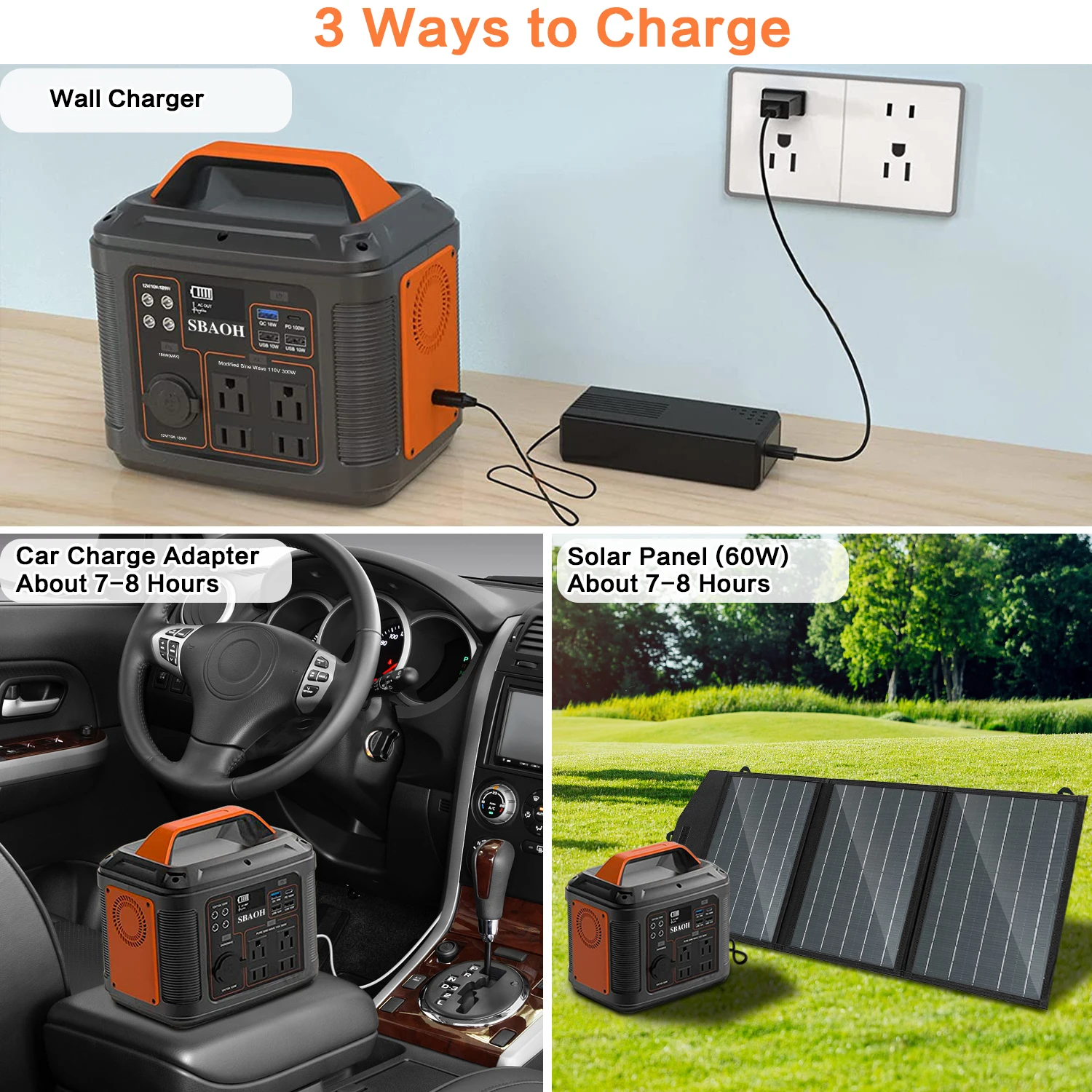 Portable Power Station, 300W 296Wh Solar Generator Quick Charge / 110V AC Outlets/DC Ports and LED Flashlight, Lithium Portable Power Station, 300W 296Wh Solar Generator Quick Charge / 110V AC Outlets/DC Ports and LED Flashlight, Lithium