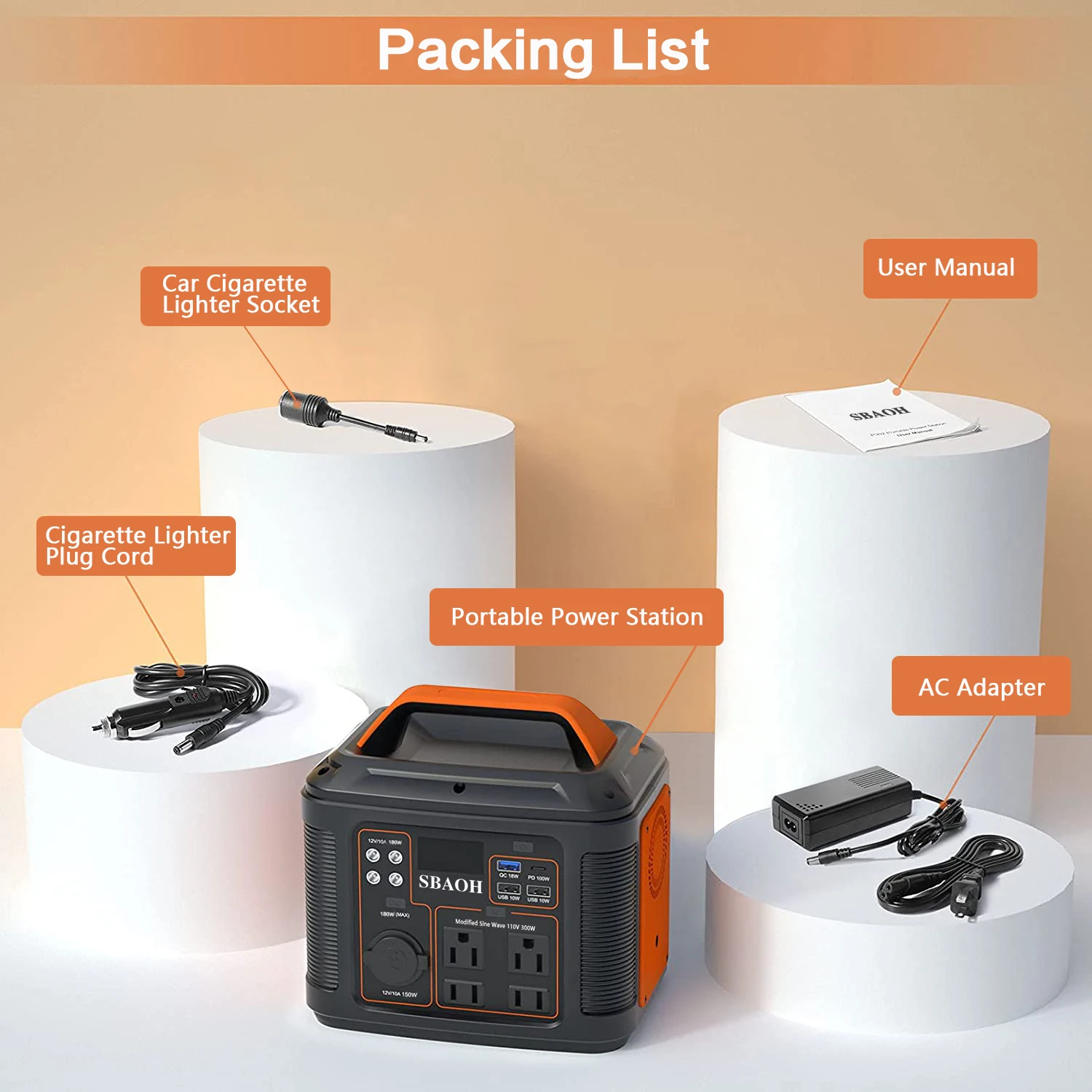 Portable Power Station, 300W 296Wh Solar Generator Quick Charge / 110V AC Outlets/DC Ports and LED Flashlight, Lithium Portable Power Station, 300W 296Wh Solar Generator Quick Charge / 110V AC Outlets/DC Ports and LED Flashlight, Lithium