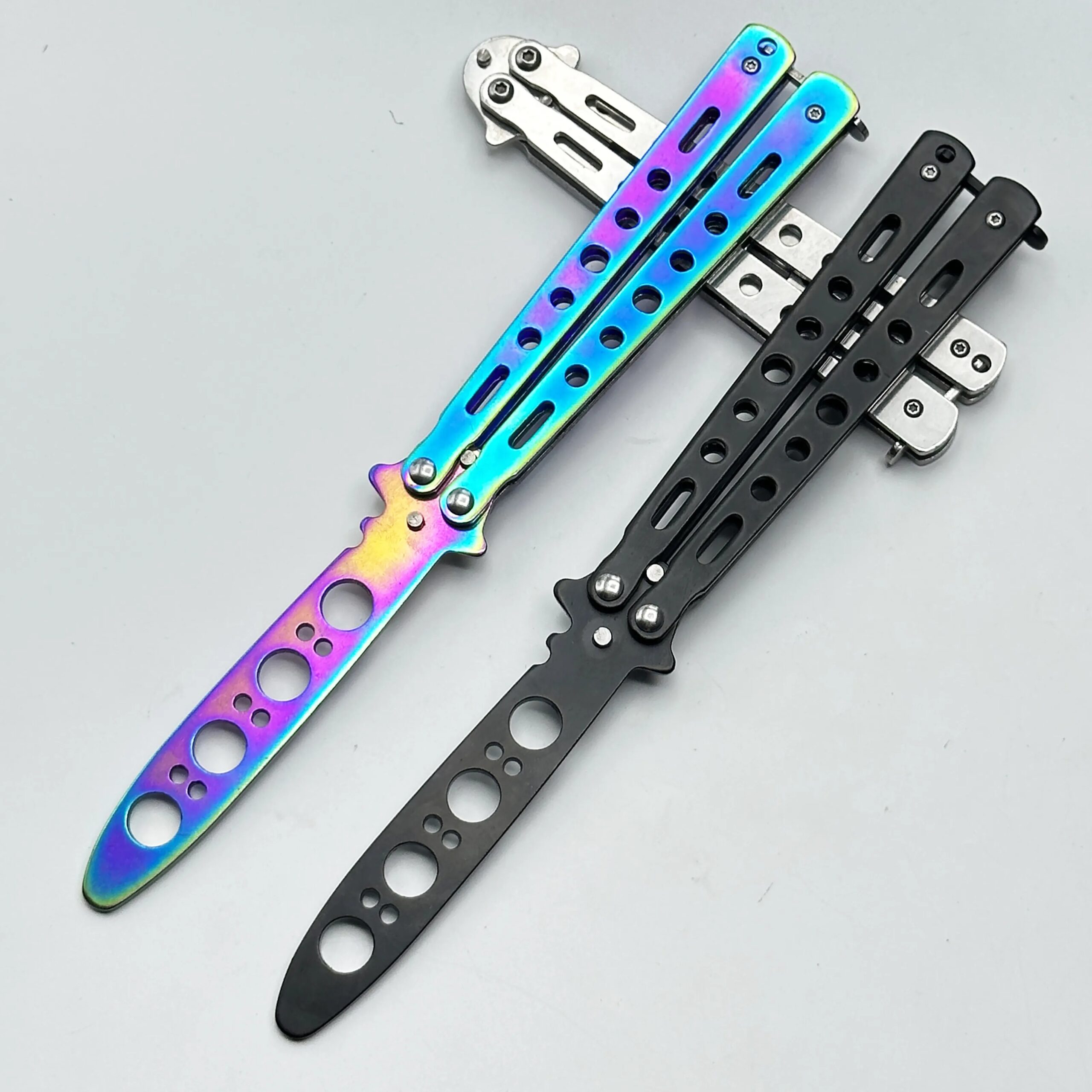 Portable Practice Butterfly Knife CSGO Balisong Trainer Stainless Steel Pocket Foldable Knife Training Tool for Outdoor