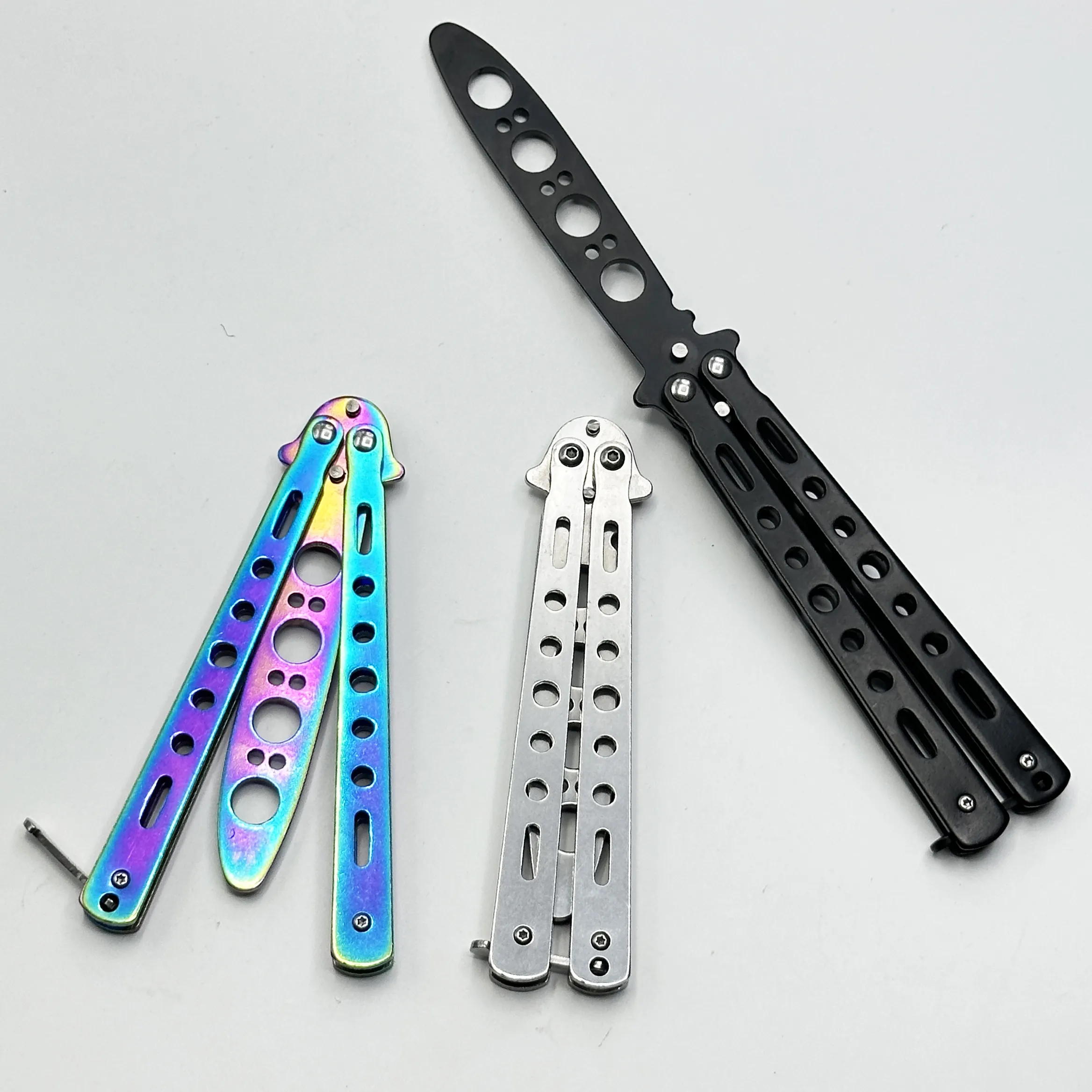 Portable Practice Butterfly Knife CSGO Balisong Trainer Stainless Steel Pocket Foldable Knife Training Tool for Outdoor