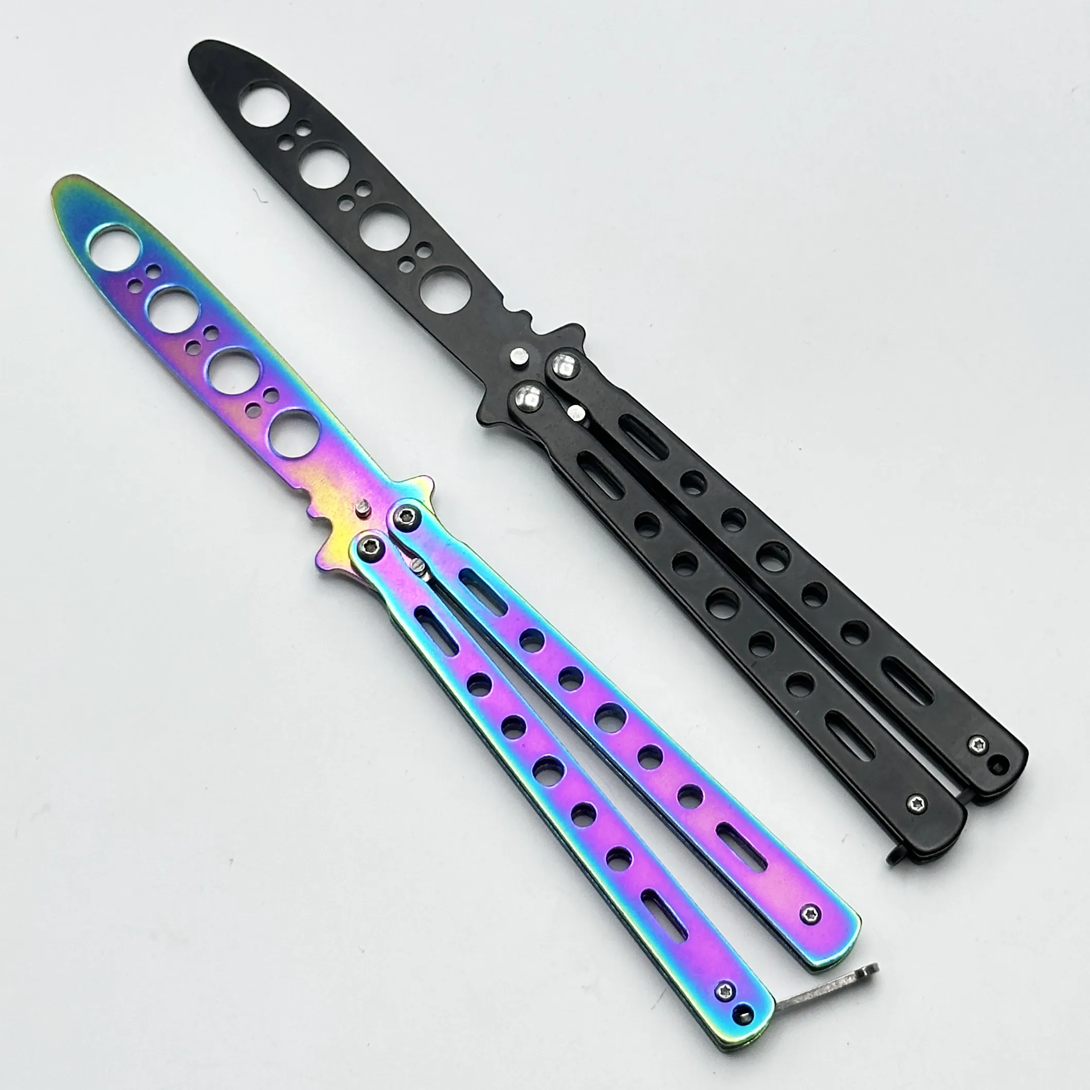 Portable Practice Butterfly Knife CSGO Balisong Trainer Stainless Steel Pocket Foldable Knife Training Tool for Outdoor