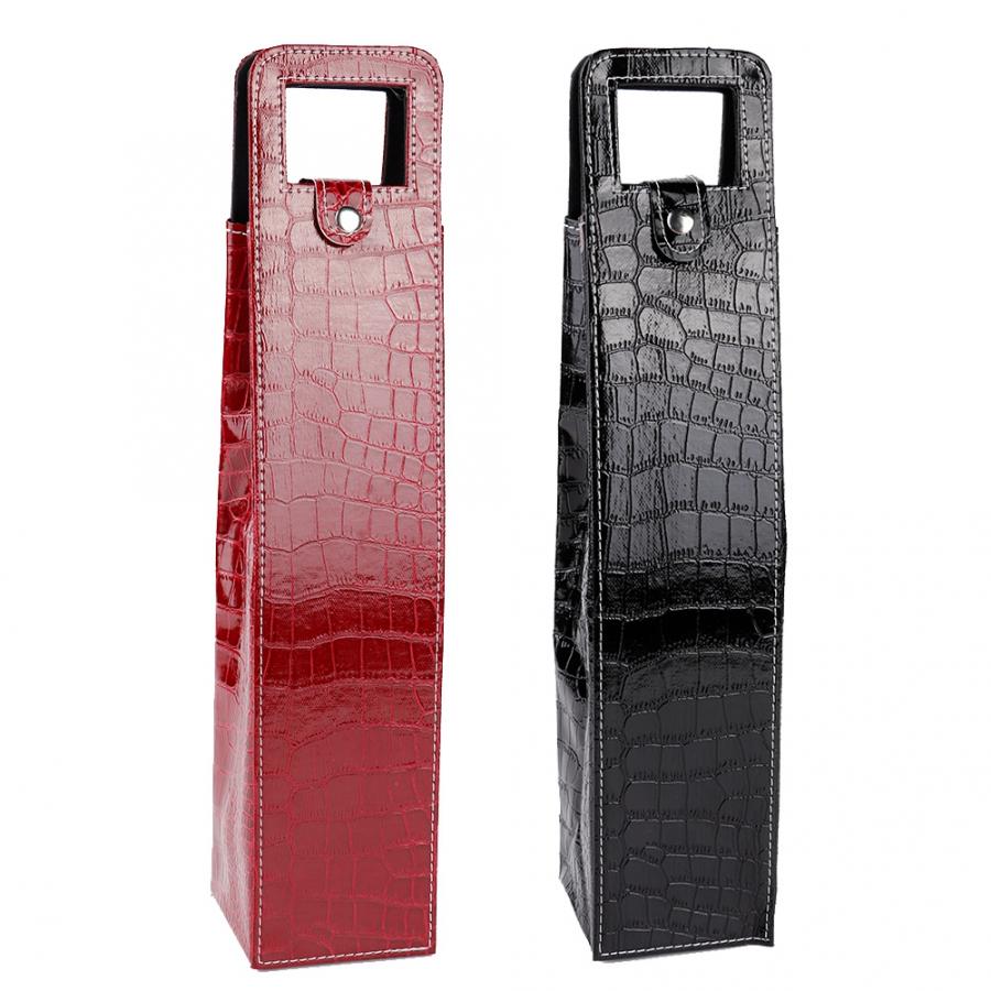 Portable PU Wine Leather Bag