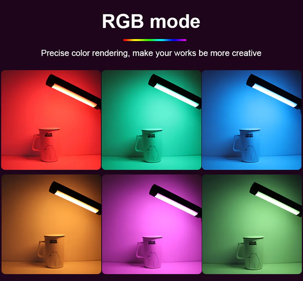 Portable RGB Video Light Gamer Lamp 2000mAh Photo Video Shooting Selfie Lighting Fill-in lights for Vlog/YouTube