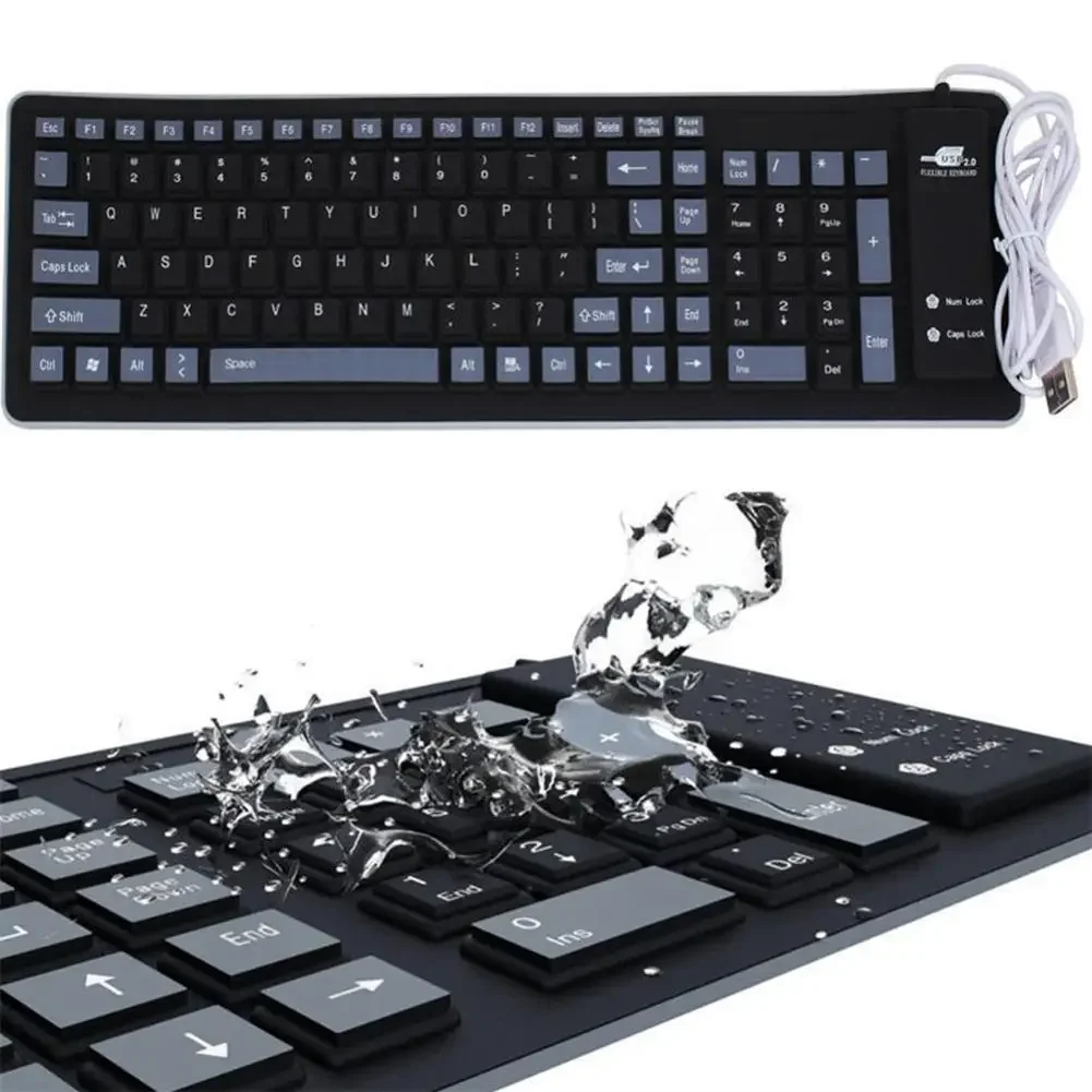 Portable Silent Foldable Silicone Keyboard USB Flexible Soft Waterproof Roll Up Keyboard For Pc Laptop Portable Silent Foldable Silicone Keyboard USB Flexible Soft Waterproof Roll Up Keyboard For Pc Laptop