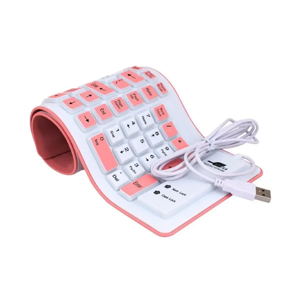 Portable Silent Foldable Silicone Keyboard USB Flexible Soft Waterproof Roll Up Keyboard For Pc Laptop Portable Silent Foldable Silicone Keyboard USB Flexible Soft Waterproof Roll Up Keyboard For Pc Laptop