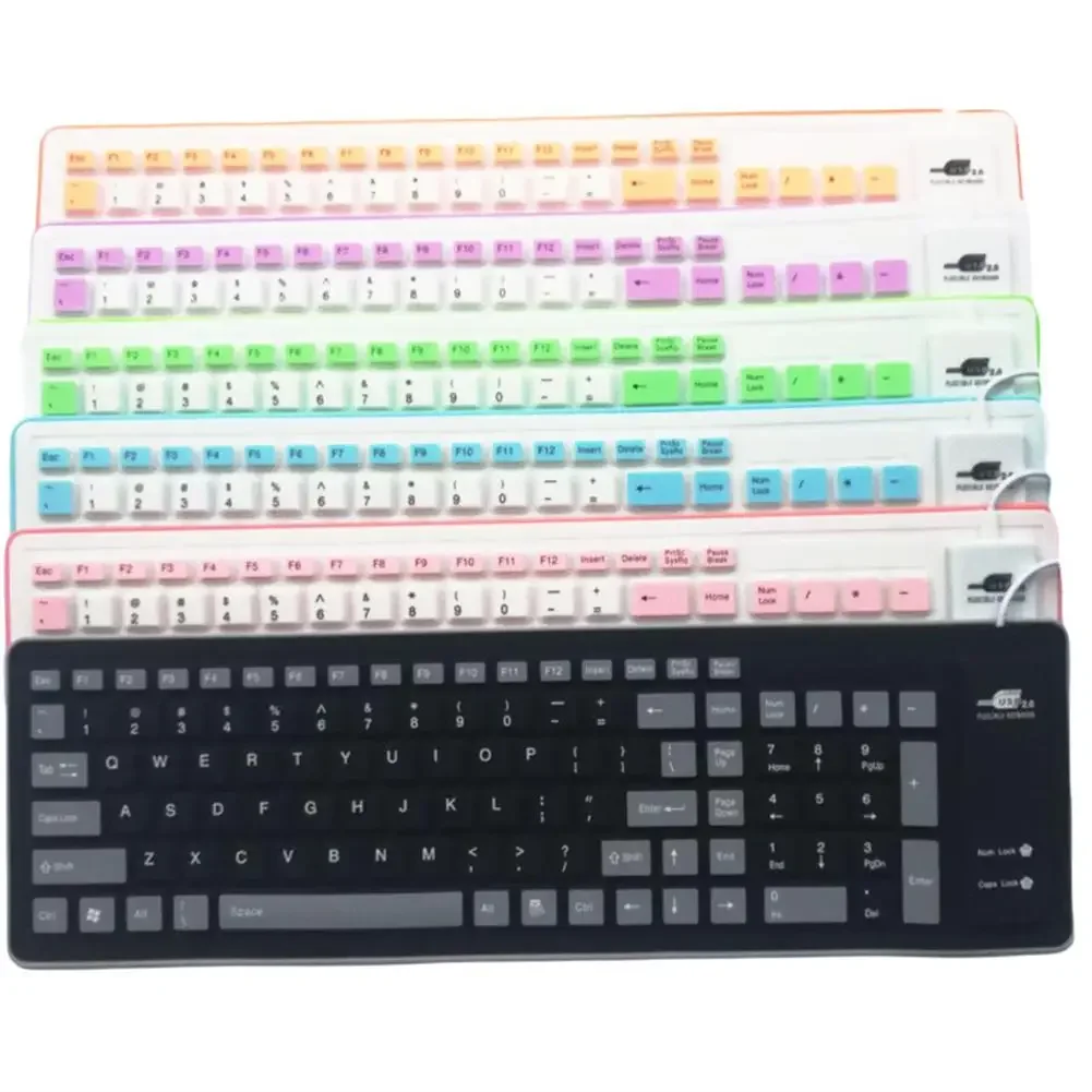 Portable Silent Foldable Silicone Keyboard USB Flexible Soft Waterproof Roll Up Keyboard For Pc Laptop Portable Silent Foldable Silicone Keyboard USB Flexible Soft Waterproof Roll Up Keyboard For Pc Laptop