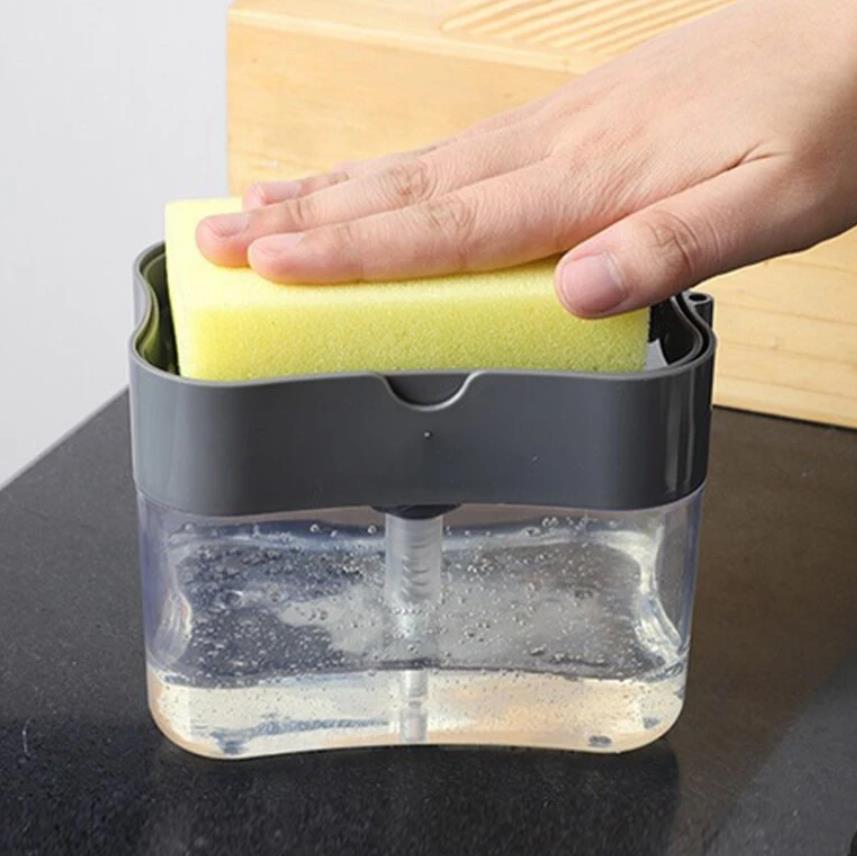 Portable Soap Liquid Dispenser Kitchen Detergent Press Box With Sponge Press Automatic Liquid Dispenser Kitchen Tools
