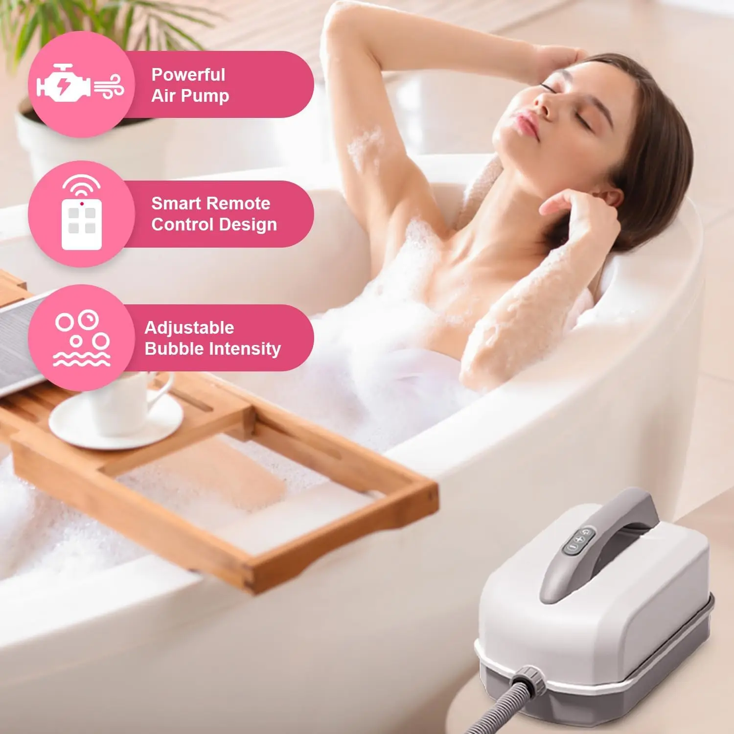 Portable Spa Bubble Bath Massager,Full Body Waterproof Spa Mat for Bathtub, 6-Speed Bubbles, Remote Control & Non-Slip