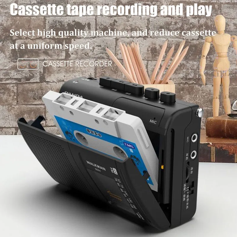 Portable Tape AM/FM Radio Retro Cassette Music Player Walkman Tape Recorders With Loudspeaker Support 3.5mm Headphone