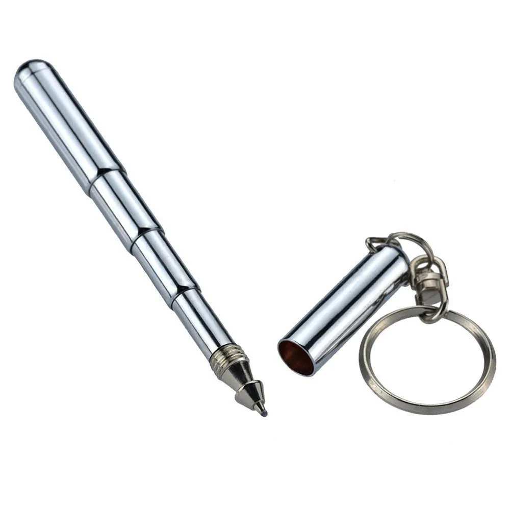 Portable Telescoping Tool Pen Metal Key Ring Creative Stainless Steel Keychain Ergonomic Ball School Office