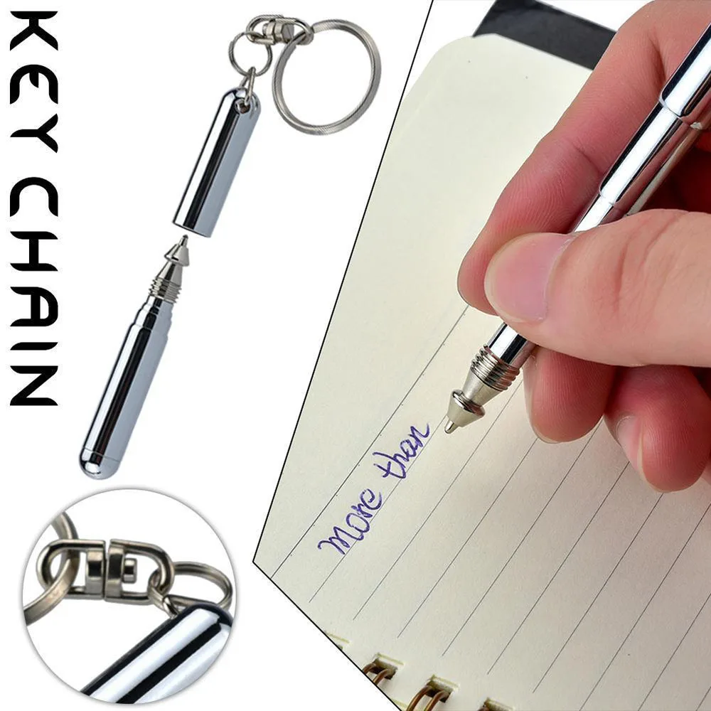 Portable Telescoping Tool Pen Metal Key Ring Creative Stainless Steel Keychain Ergonomic Ball School Office