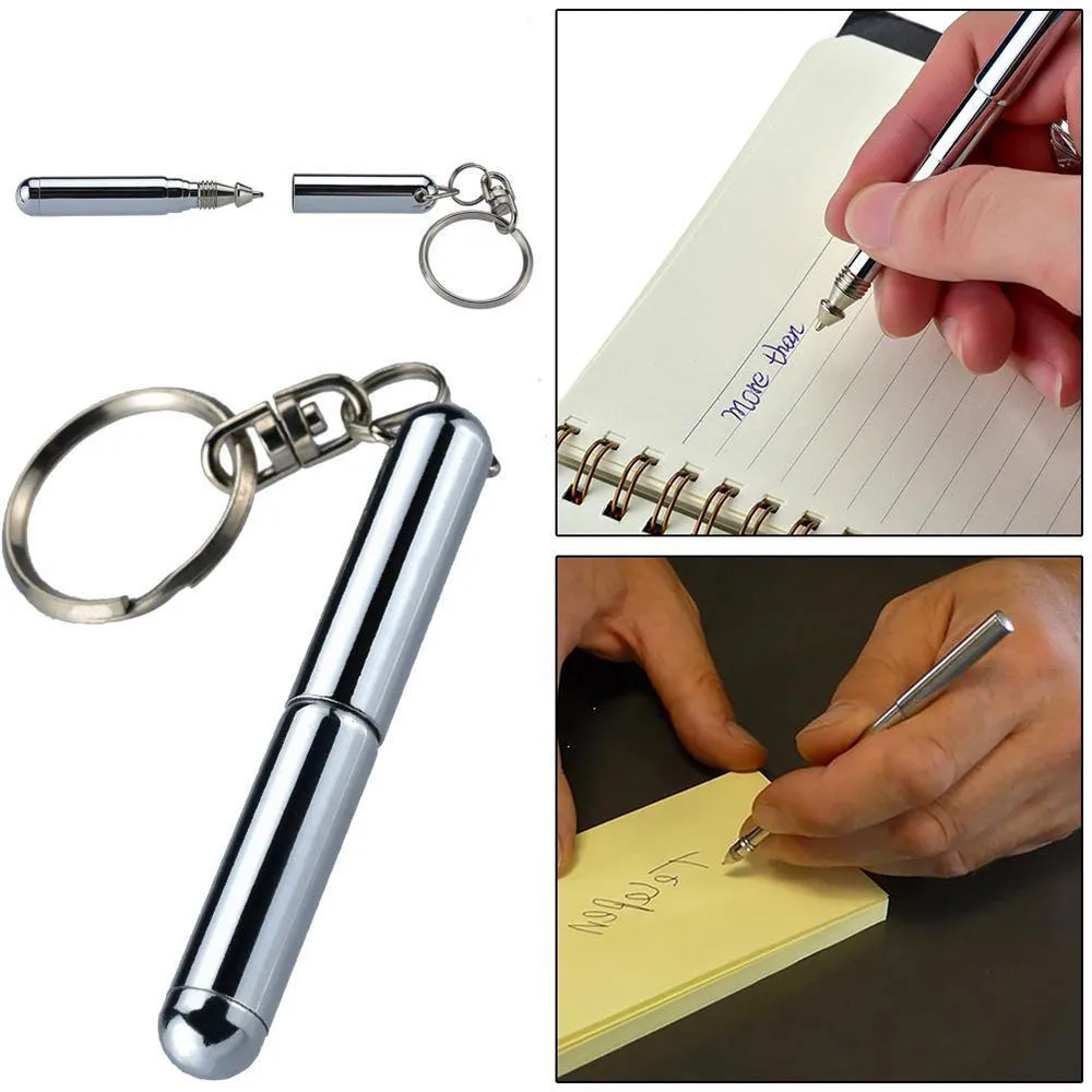 Portable Telescoping Tool Pen Metal Key Ring Creative Stainless Steel Keychain Ergonomic Ball School Office