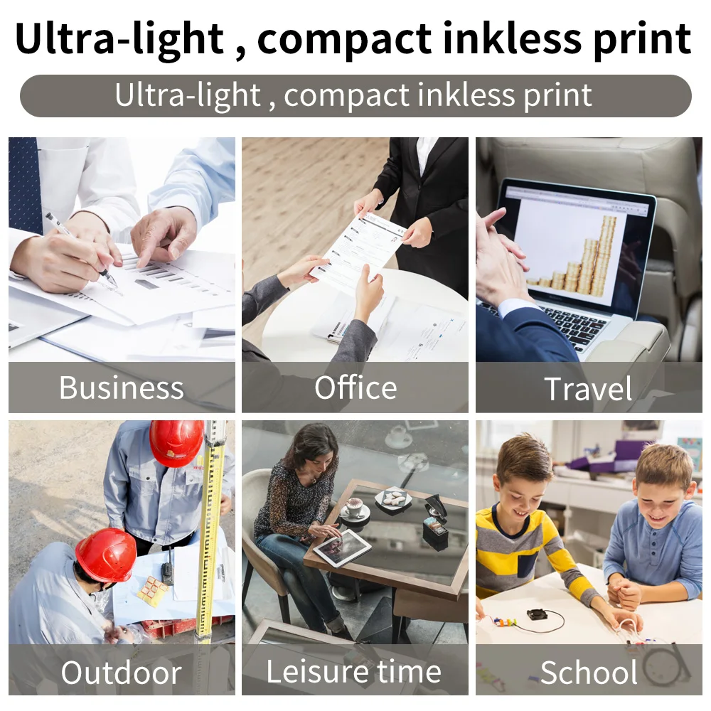 Portable Thermal A4 Printer Supports A4 Thermal Paper Wireless Mobile Travel Printers for Car Office