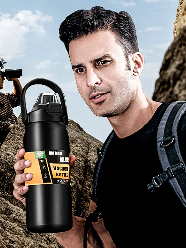 Portable Thermos with Straw 304 Stainless Steel Thermal Mug Tumbler Coffee Cup Sports Vacuum Flasks Cold and Hot Water