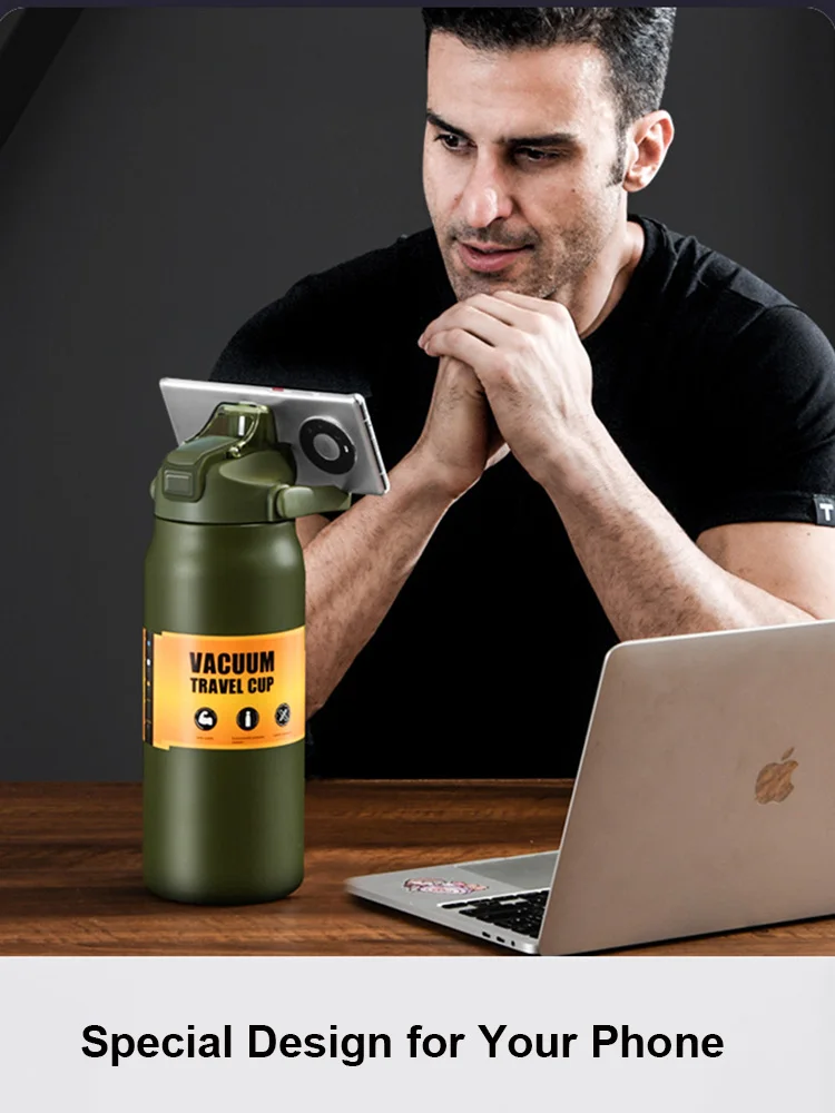 Portable Thermos with Straw 304 Stainless Steel Thermal Mug Tumbler Coffee Cup Sports Vacuum Flasks Cold and Hot Water
