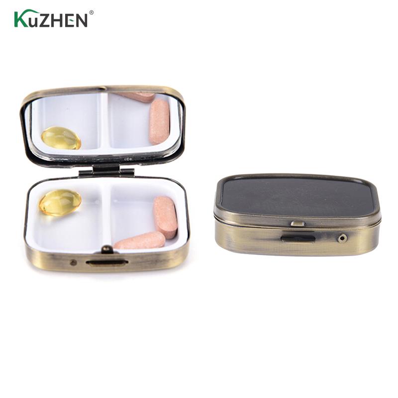Portable Two Grid Metal Pill Case Portable Two Grid Metal Pill Case